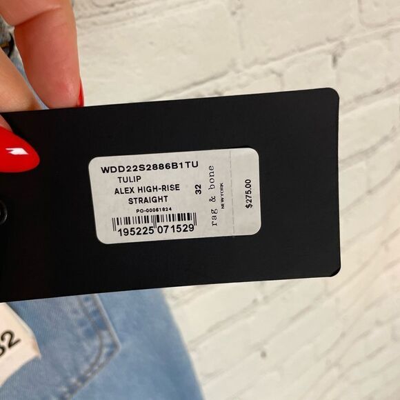 RAG AND BONE Alex Non stretch High Waist Straight Leg Fly buttons Jeans - Picture 10 of 14